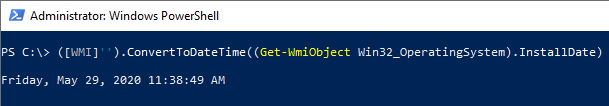 powershell - windows install date and time