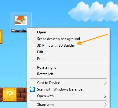 remove 3d builder context menu