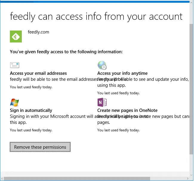 remove app permissions microsoft account