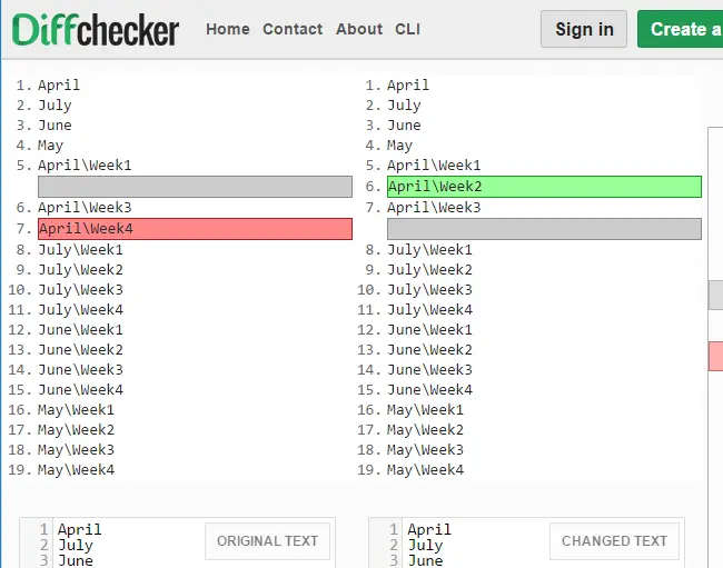 compare two folders and files list