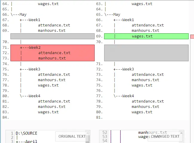 compare two folders and files list