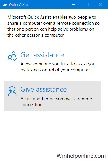 quick assist in windows 10