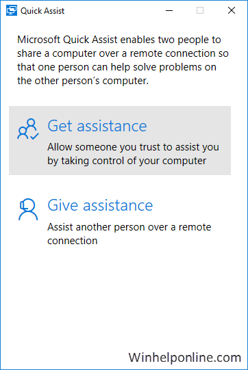 quick assist in windows 10