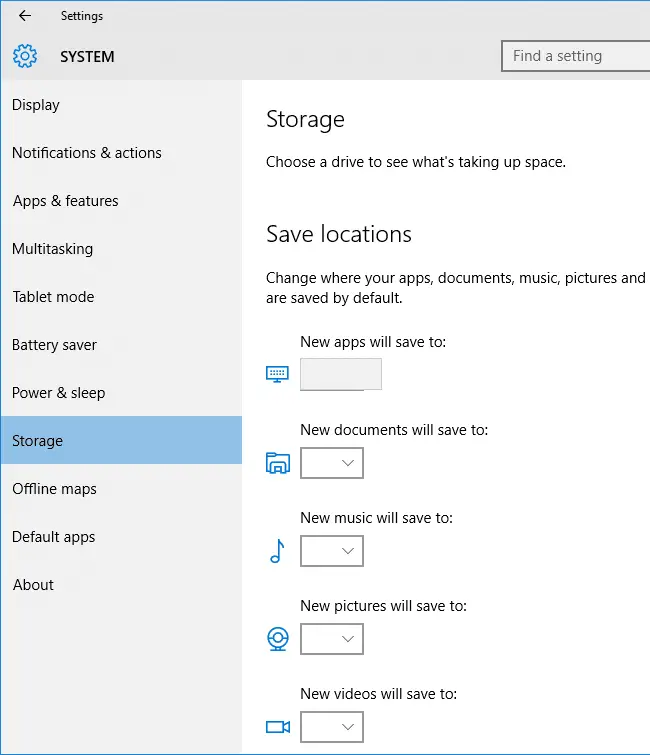 storage settings drives missing