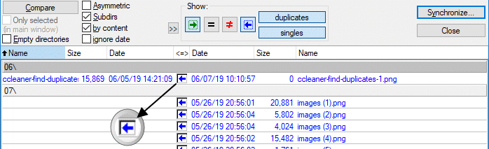 compare the contents of two folders - total commander