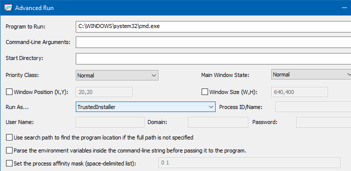 trustedinstaller advanced run nirsoft