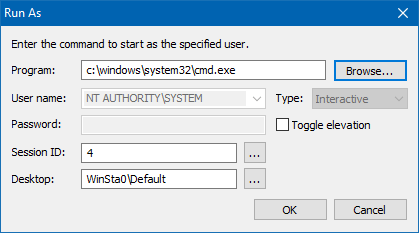 Run Cmd or any process as System account on Windows