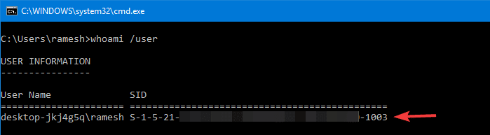 find account sid using whoami user command