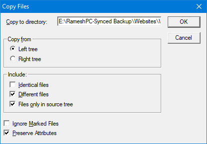 compare the contents of two folders in windows