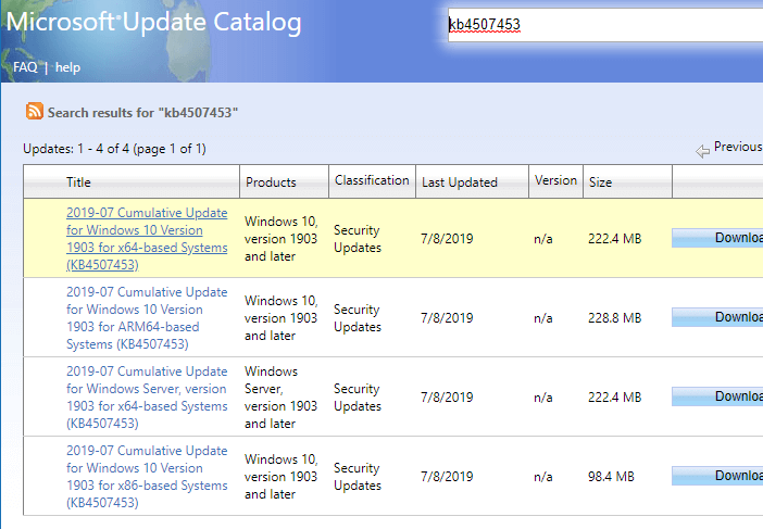 Microsoft Update Catalog any browser