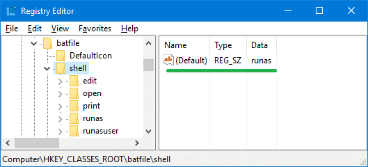 bat file default runas elevated