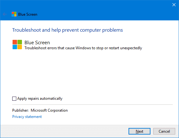 средство устранения неполадок с синим экраном Windows 10