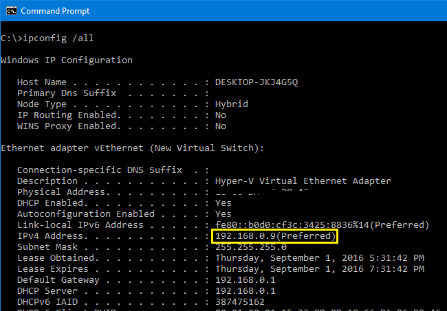 find your ip address