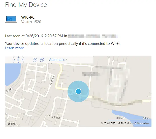 find my device location windows 10