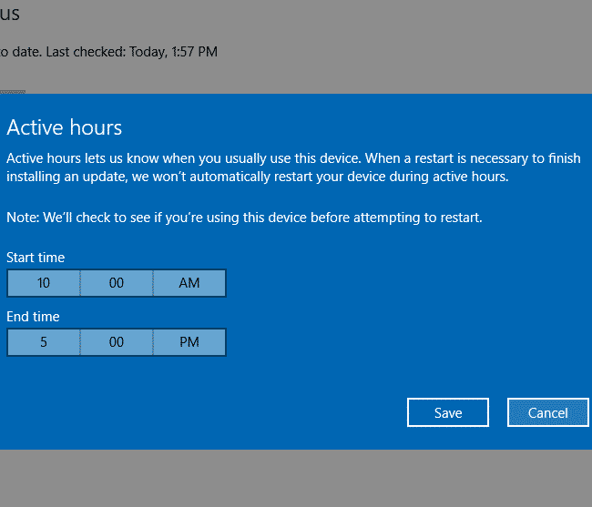 windows update prevent restart active hours