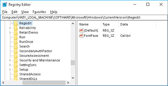 change registry editor font in windows 10