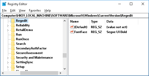 change registry editor font in windows 10