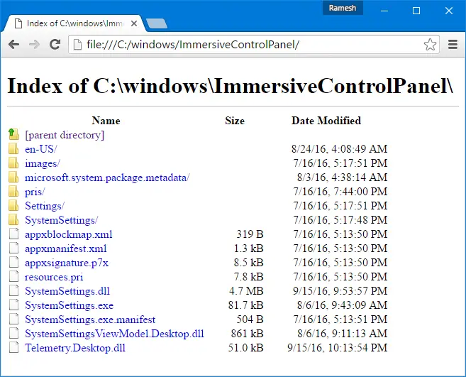 print directory contents chrome firefox