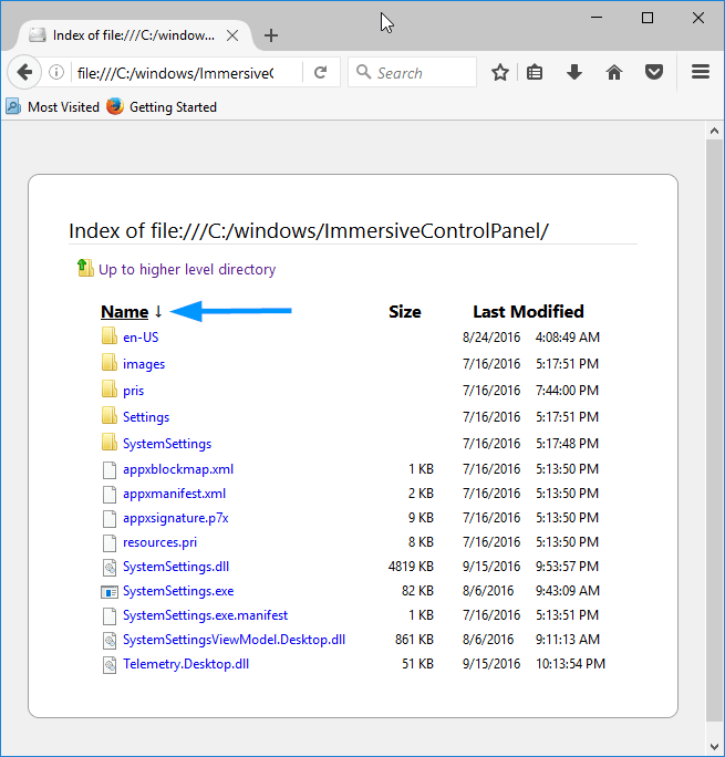 print directory contents chrome firefox