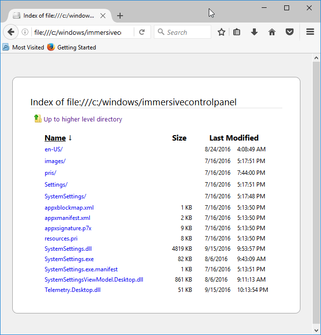 print directory contents chrome firefox