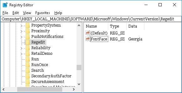 change registry editor font in windows 10