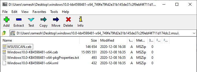 .msu contents cab xml 7-zip