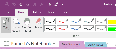 onenote 2016 reset ribbon toolbar