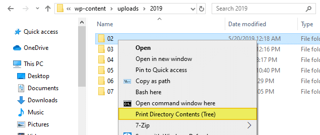 print directory contents in windows - tree command