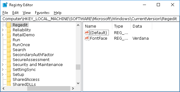 change registry editor font in windows 10