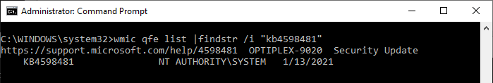 wmic qfe list update
