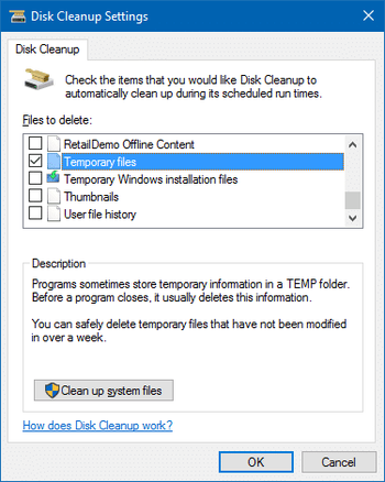 Automatically Clear Temp Files Using Disk Cleanup Storage Sense Or Batch File Winhelponline