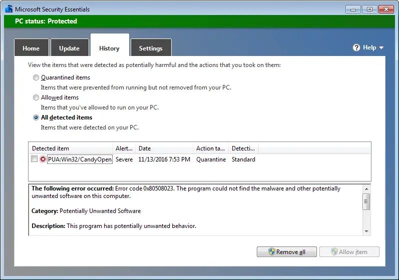 enable adware protection in microsoft security essentials