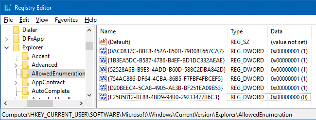 whitelist shell namespace