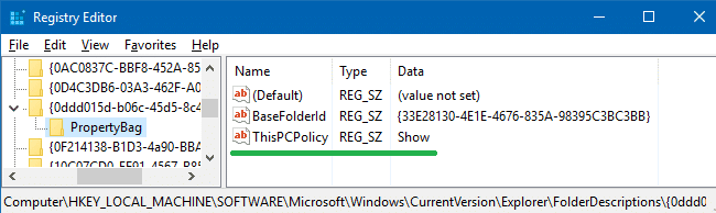 show or hide shell namespace