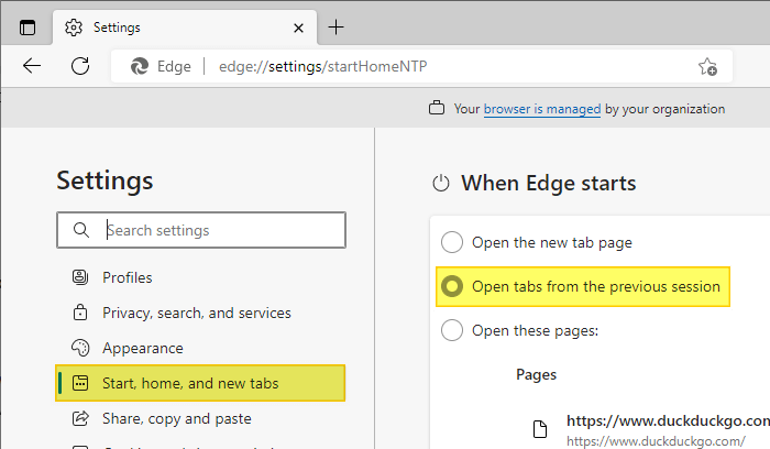 edge chromium open previous session