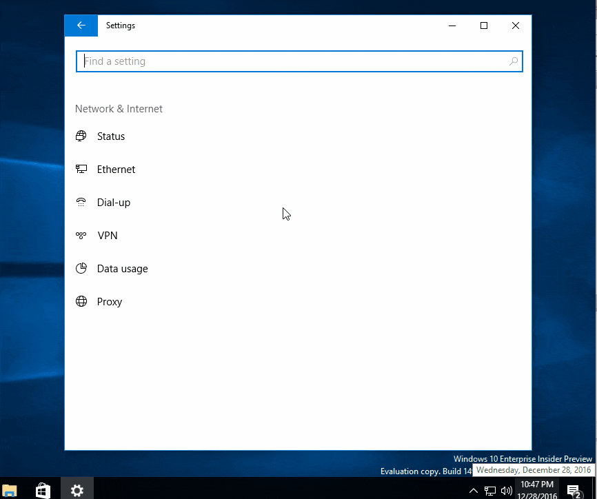 Ethernet as metered connection in Windows 10 1703