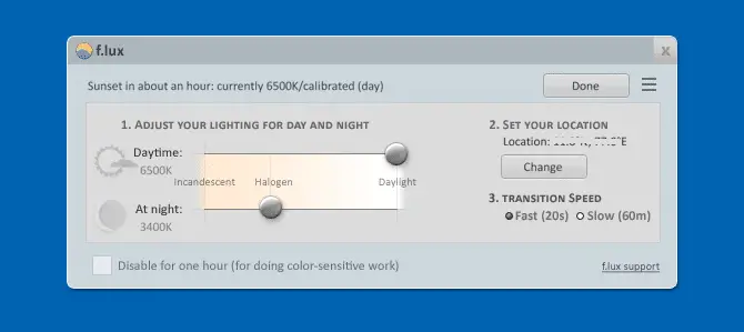 f.lux blue light color temperature