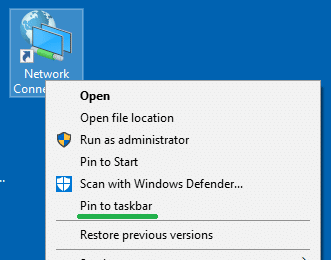 pin control panel taskbar