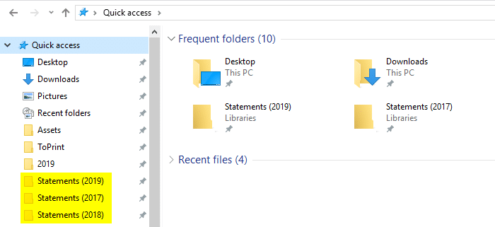 how to rename pinned quick access folders in windows 10