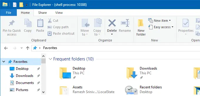 rename Quick access in Windows 10
