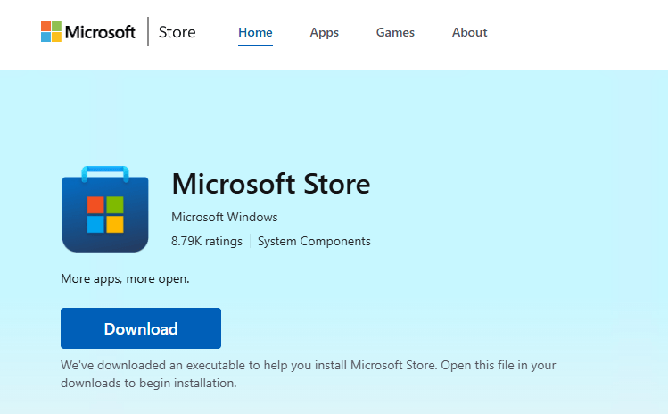 Microsoft Store app installer from AppStore.