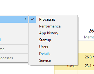 task manager default tab