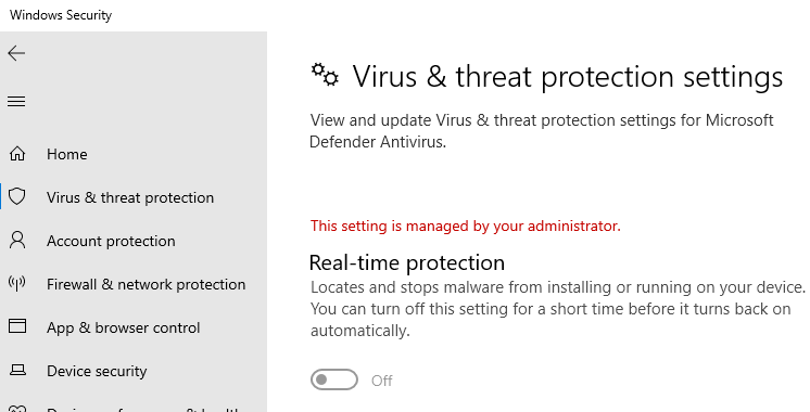 how to turn off antivirus windows 10 without admin