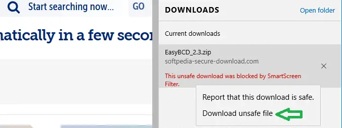 edge unsafe files block download