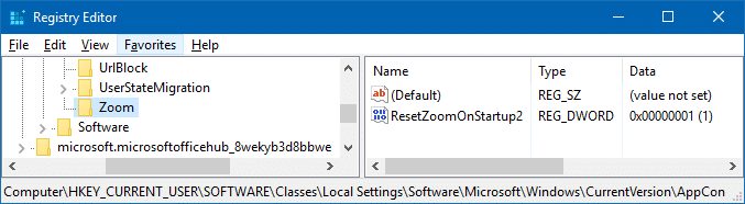 disable zoom or reset zoom level in edge