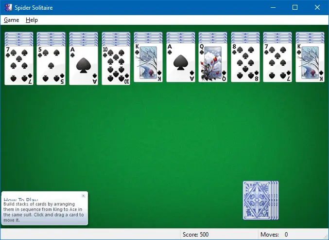 play spider solitaire in windows 10
