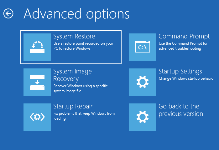 Perform System Restore Rollback Offline