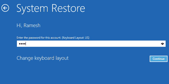 Выполните откат восстановления системы в автономном режиме через Windows re