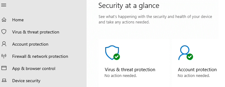 virus and threat protection missing in defender settings