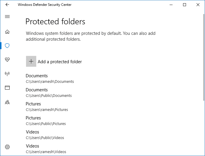 Configure Controlled Folder Access - protected folders
